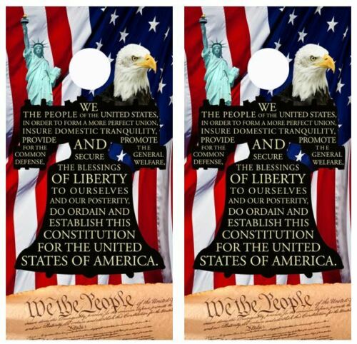Patriotic We The People Liberty Bell Cornhole Wood Board Skin Wrap