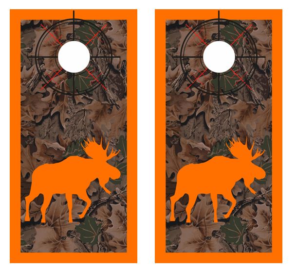 Moose Real Tree Camo Cornhole Wood Board Skin Wr