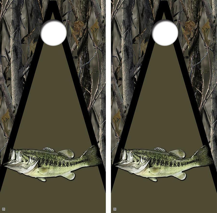 Largemouth Bass Camo Cornhole Wood Board Skin Wrap