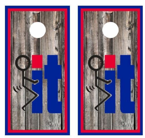 Bleep It Funny Character Barnwood Cornhole Wood Board Skin Wraps