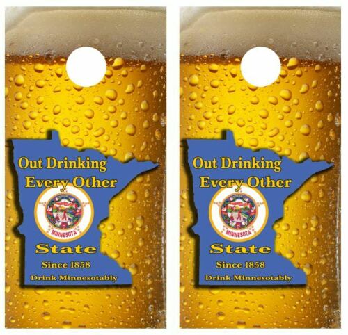 MN Out Drinking.. Cornhole Wood Board Skin Wrap