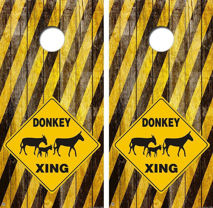 Donkey Xing Cornhole Wood Board Skin Wrap