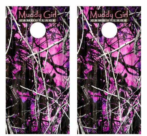 Muddy Girl Camo Barnwood Cornhole Wood Board Skin Wrap