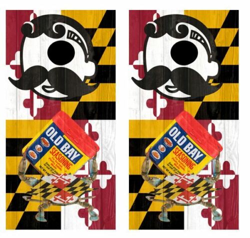 Maryland Themed Barnwood Cornhole Wood Board Skin Wraps