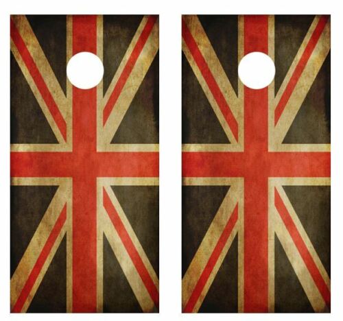 Grunge United Kingdom Flag Cornhole Wood Board Skin Wrap