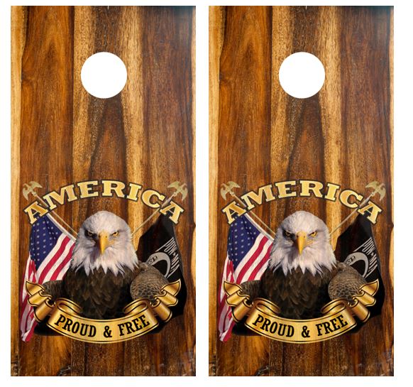 American Proud & Free Cornhole Wood Board Skin Wrap