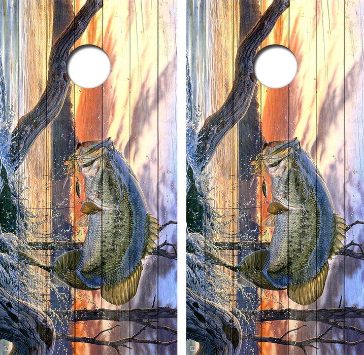 Bass Cornhole Board Skin Wraps FREE LAMINATE