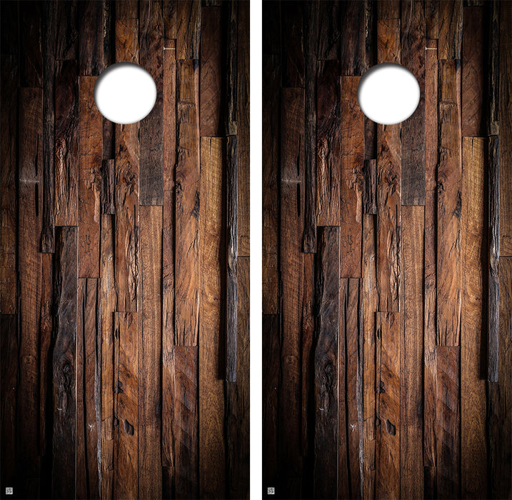 Dark Wood Cornhole Board Skin Wraps FREE LAMINATE