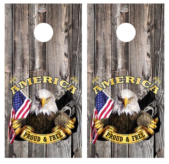 American Proud And Free Cornhole Wood Board Skin Wrap