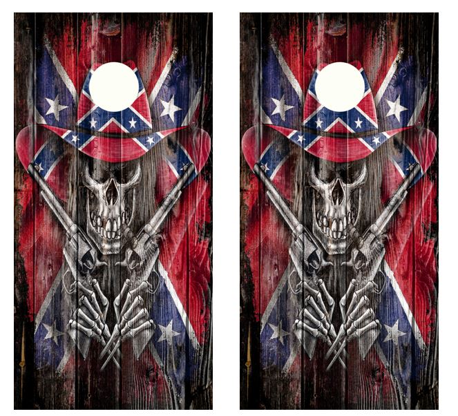 Cowboy Skeleton Barnwood Cornhole Wood Board Skin Wrap