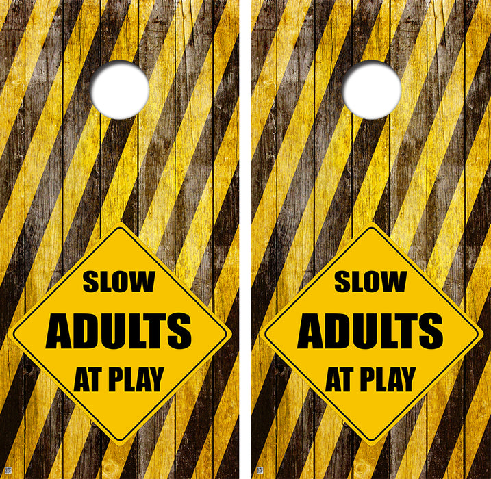 Adults Crossing Cornhole Board Skin Wraps FREE LAMINATE