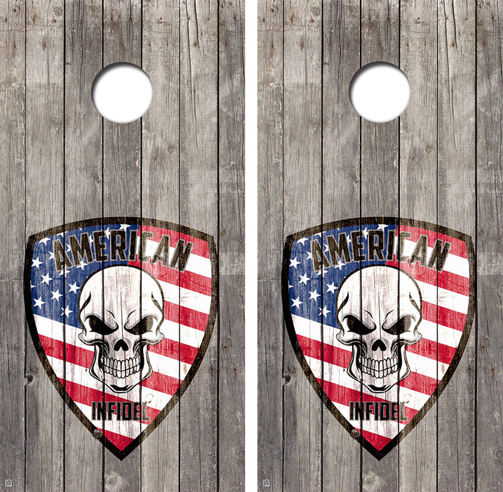 American Infidel Cornhole Board Skin Wraps FREE LAMINATE