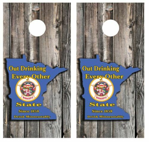 MN Out Drinking.. Cornhole Wood Board Skin Wrap