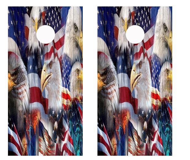Americana Themed Cornhole Wood Board Skin Wrap