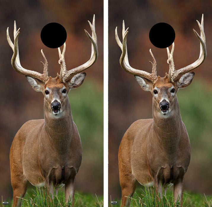 Giant White Tail Deer Buck Cornhole Wood Board Skin Wrap