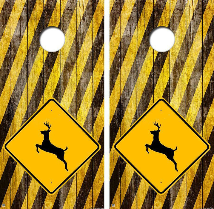 Deer Crossing Cornhole Wood Board Skin Wrap