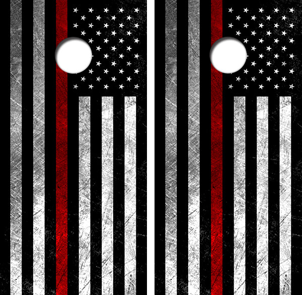 Support Fire Fighters Cornhole Wood Board Skin Wrap