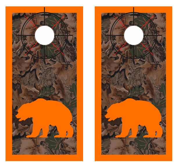 Bear Hunter Real Tree Camo Cornhole Wood Board Skin Wrap