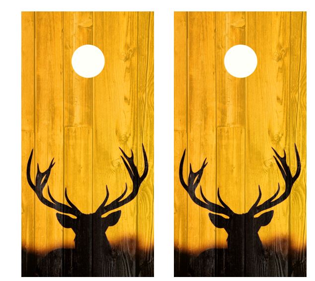 Big Rack Buck Silhouette Barnwood Cornhole Wood Board Skin Wrap
