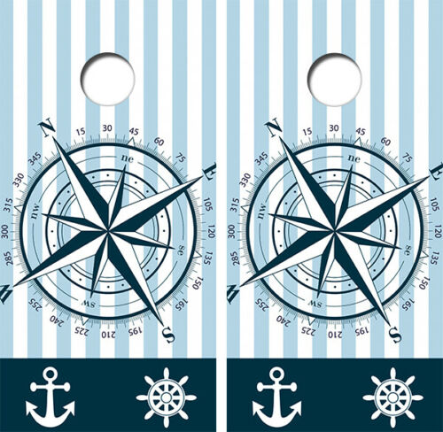 Nautical Themed Cornhole Wood Board Skin Wrap