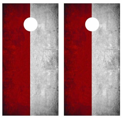 Grunge Polish Flag Cornhole Wood Board Skin Wrap