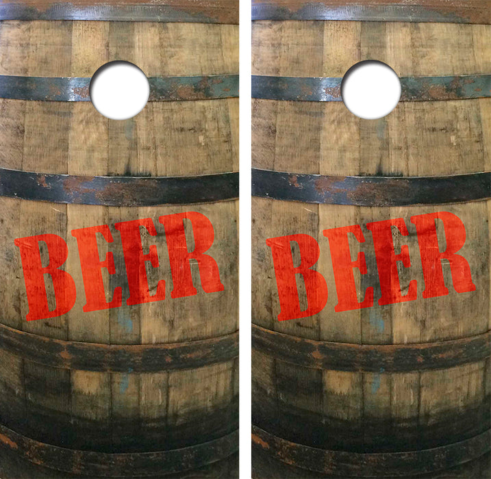 Beer Barrel Cornhole Wood Board Skin Wraps FREE LAMINATE