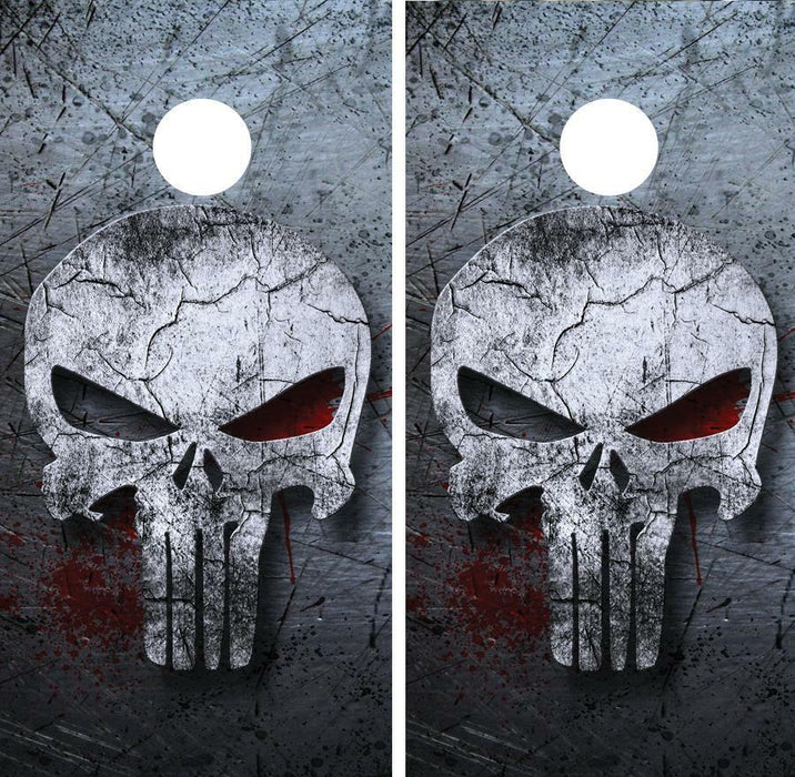 Punisher Skull Cornhole Wood Board Skin Wrap