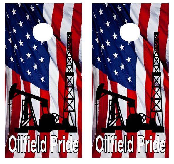 Oilfield Pride Cornhole Wood Board Skin Wrap