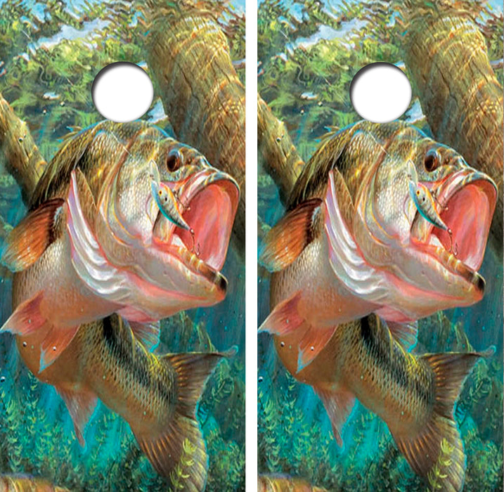 Fish Cornhole Wood Board Skin Wraps FREE LAMINATE