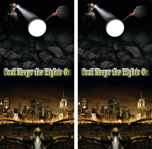 Coal Keeps The Lights On Cornhole Wood Board Skin Wrap