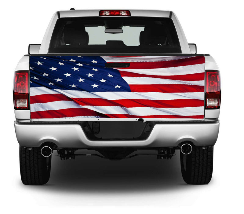 Patriotic American Flag Truck Tailgate Wrap Vinyl Graphic Decal Sti