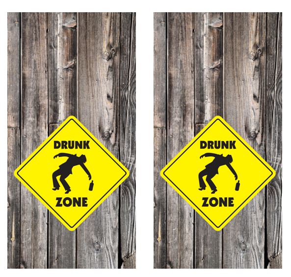 Drunk Zone Barnwood Cornhole Wood Board Skin Wrap