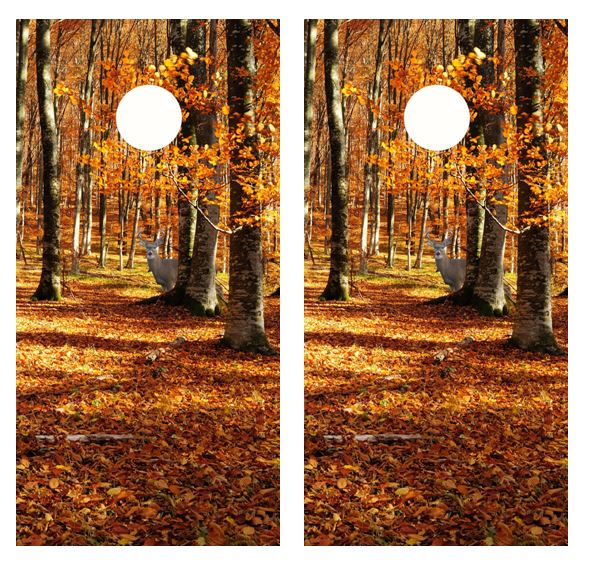 Big Buck In Fall Woods Cornhole Wood Board Skin Wrap