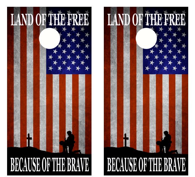 Land Of The Free Flag Cornhole Wood Board Skin Wrap