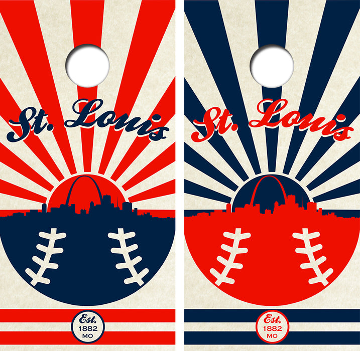 St. Louis Baseball Cornhole Wood Board Skin Wraps FREE LAMINATE