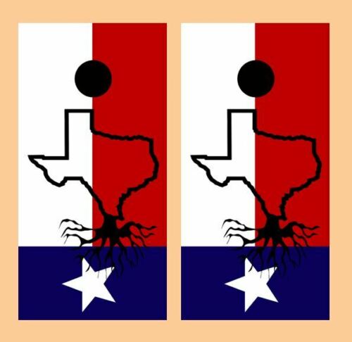 Texas Roots Flag Cornhole Wood Board Skin Wrap