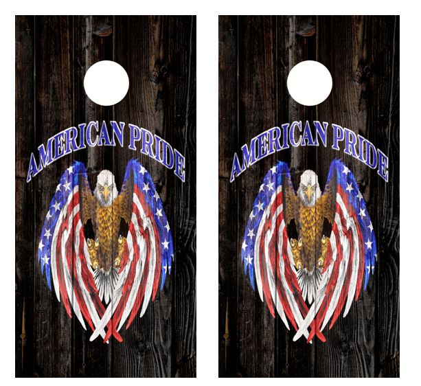 American Pride Eagle Barnwood Cornhole Wood Board Skin Wrap