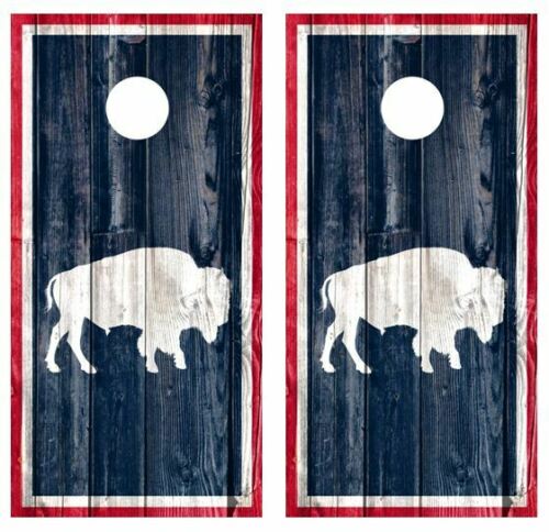 Buffalo Barnwood Cornhole Wood Board Skin Wraps FREE LAMI