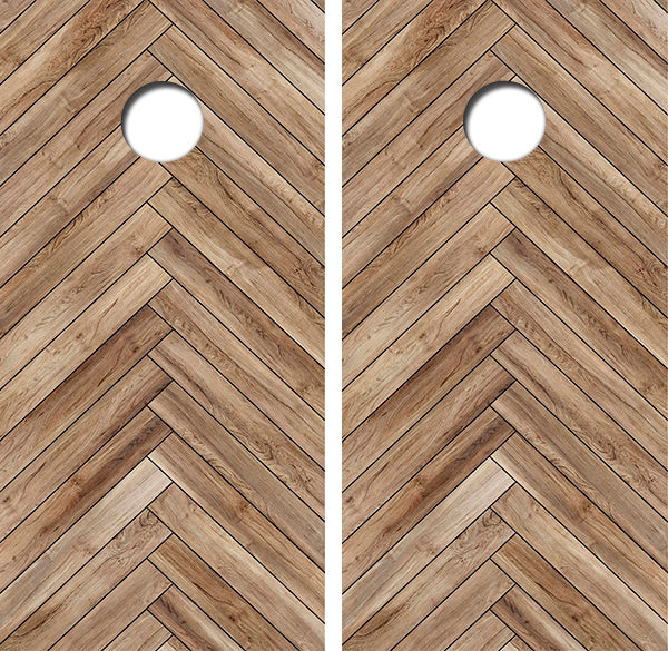 Herringbone Wood Cornhole Wood Board Skin Wrap