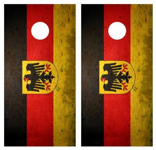 Grunge German Flag Cornhole Wood Board Skin Wrap