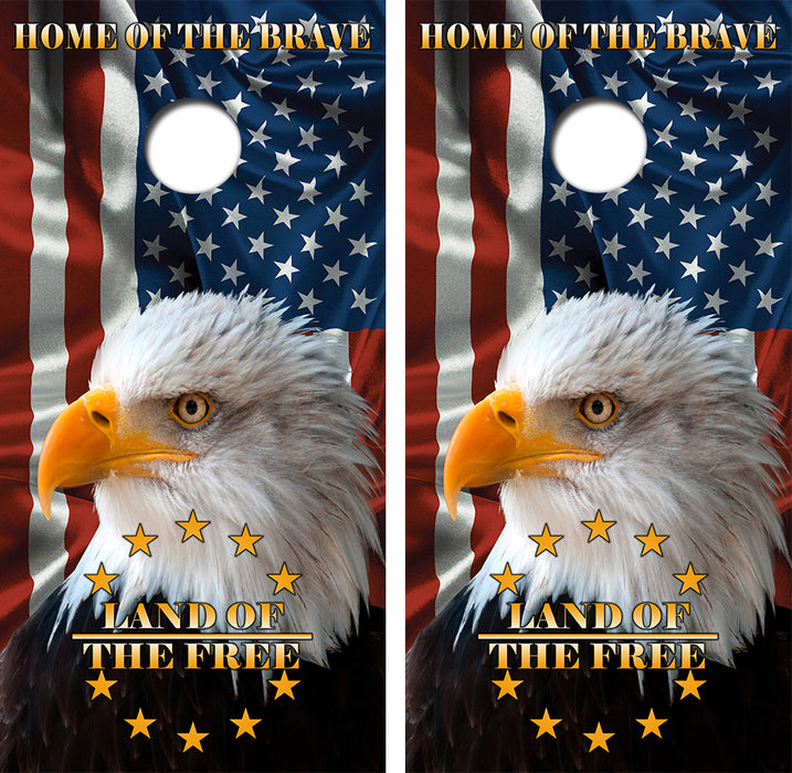 Home of the Brave Cornhole Wood Board Skin Wraps FREE LAMINATE