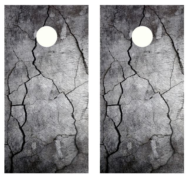 Cracked Cement Cornhole Wood Board Skin Wrap
