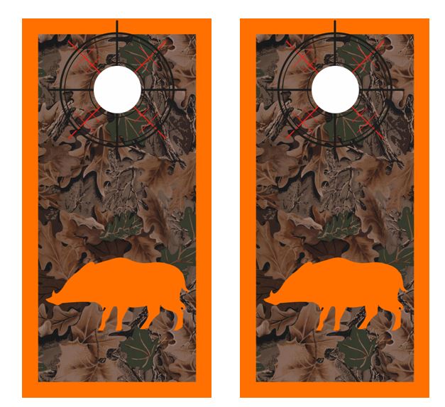 Hog / Boar Hunter Real Tree Camo Cornhole Wood Board Skin Wr