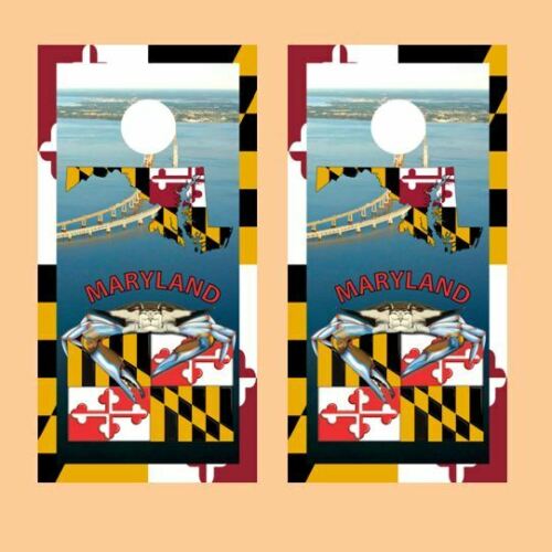 Maryland Themed Cornhole Wood Board Skin Wrap