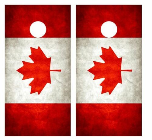 Grunge Canadian Flag Cornhole Wood Board Skin Wrap