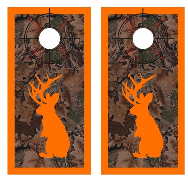 Jackalope Hunter Camo Cornhole Wood Board Skin Wr