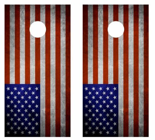 Grunge American Flag Cornhole Wood Board Skin Wrap