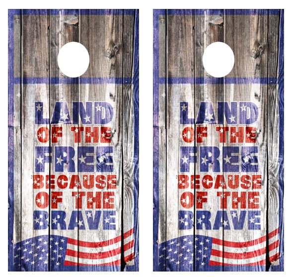 Land Of The Free.... Barnwood Cornhole Wood Board Skin Wr