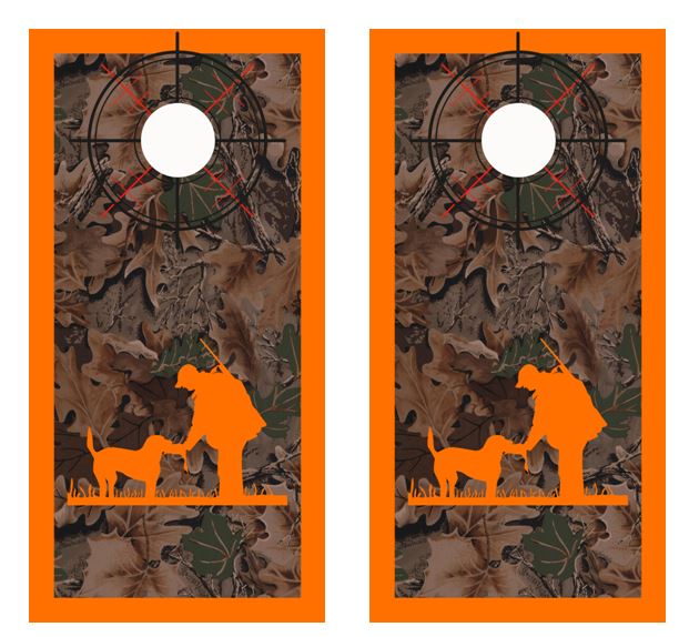 Bird Hunter And His Dog Real Tree Camo Cornhole Wood Board Skin Wrap