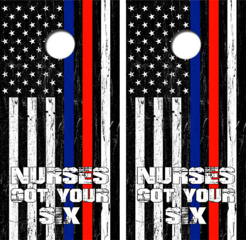 Nurses Got Your Six Cornhole Wood Board Skin Wraps